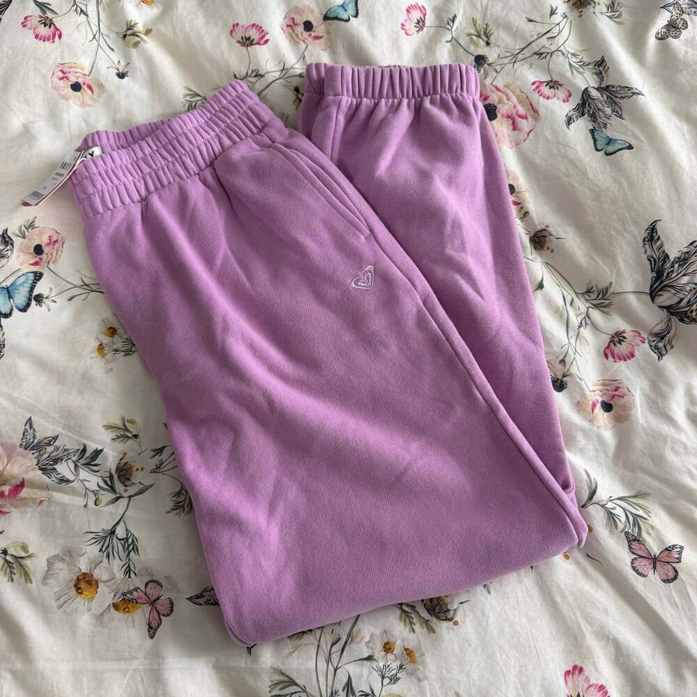 Roxy Mako Jogger Size L Purple Fleece Sweatpants